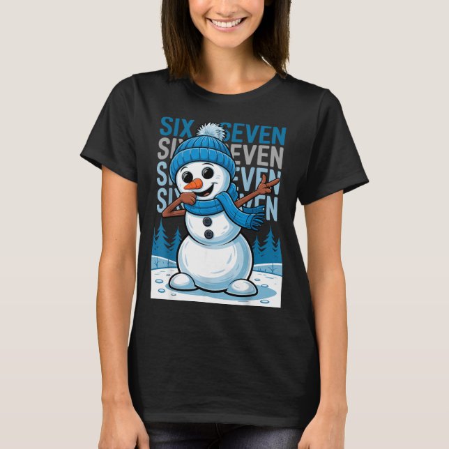 Funny Christmas Snowman Dabbing Xmas Dab Six Seven T Shirt (Framsida)