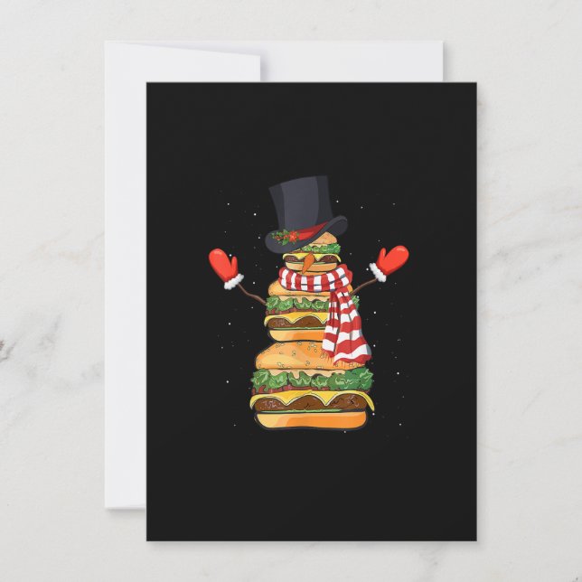 Funny Christmas Snowman Hamburger Xmas Cheeseburge Inbjudningar (Framsida)