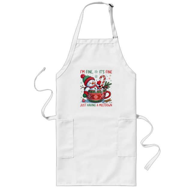 Funny Christmas Snowman Long Apron Långt Förkläde (Framsidan)