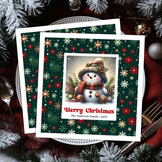 Funny Christmas Snowman Napkins Editable Kids Styl Pappersservett (Funny Christmas Snowman Napkins Editable Kids Style Napkins

)