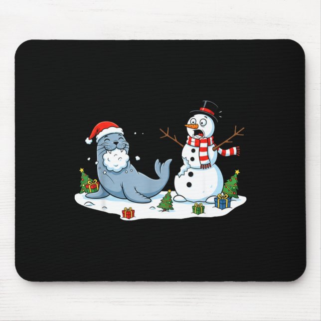 Funny Christmas Snowman Sea Lion Xmas Mens Womens  Musmatta (Framsidan)