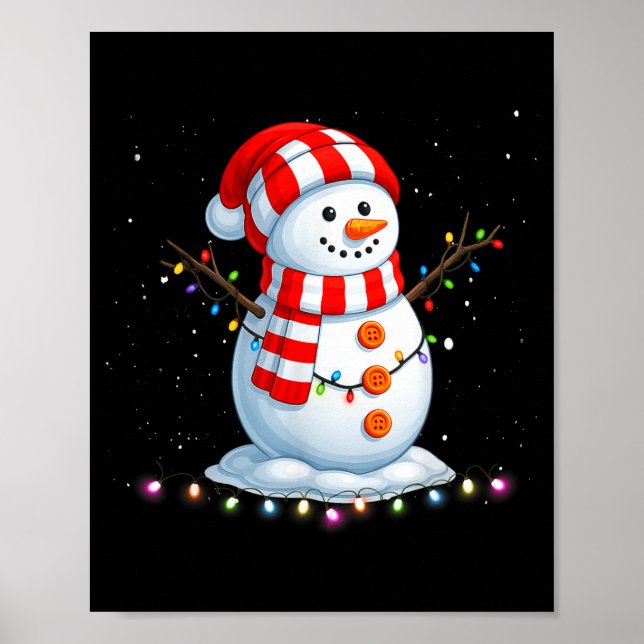 Funny Christmas Snowman Tee Cute Santa Men Women K Poster (Framsidan)