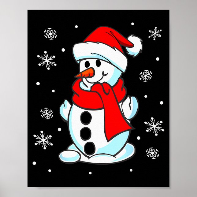 Funny Christmas Snowman Tee Cute Santa Men Women K Poster (Framsidan)