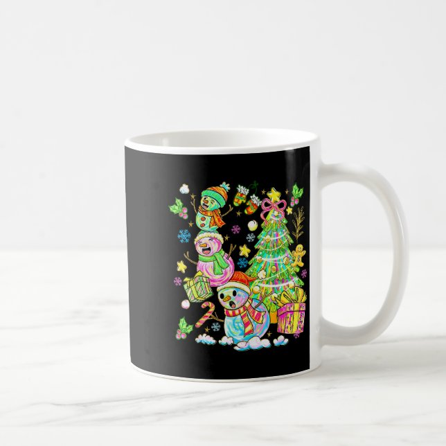 Funny Christmas Snowman Topper Tree Holiday Family Kaffemugg (Höger)