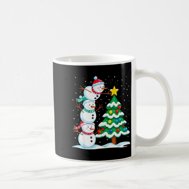 Funny Christmas Snowman Topper Tree Holiday Family Kaffemugg (Höger)