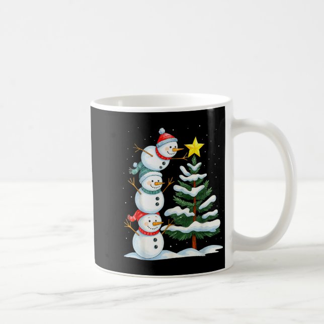 Funny Christmas Snowman Topper Tree Holiday Family Kaffemugg (Höger)
