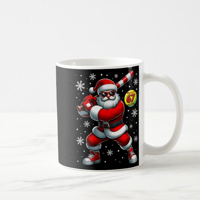 Funny Christmas Softball Cool Santa Claus 6 7 Meme Kaffemugg (Höger)