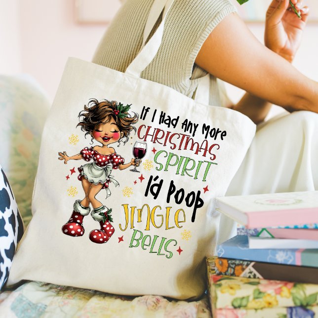 Funny Christmas Spirit Tote Bag Tygkasse (Personalize this cute Christmas Spirit design. )