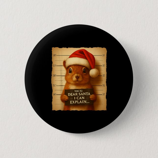 Funny Christmas Squirrel - Cute Squirrel Santa Hat Knapp (Framsida)
