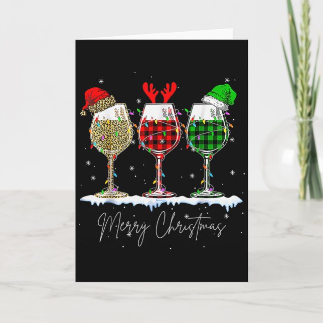 Funny Christmas Srits Gles Of Wine Xmas Holidays P Kort (Framsida)