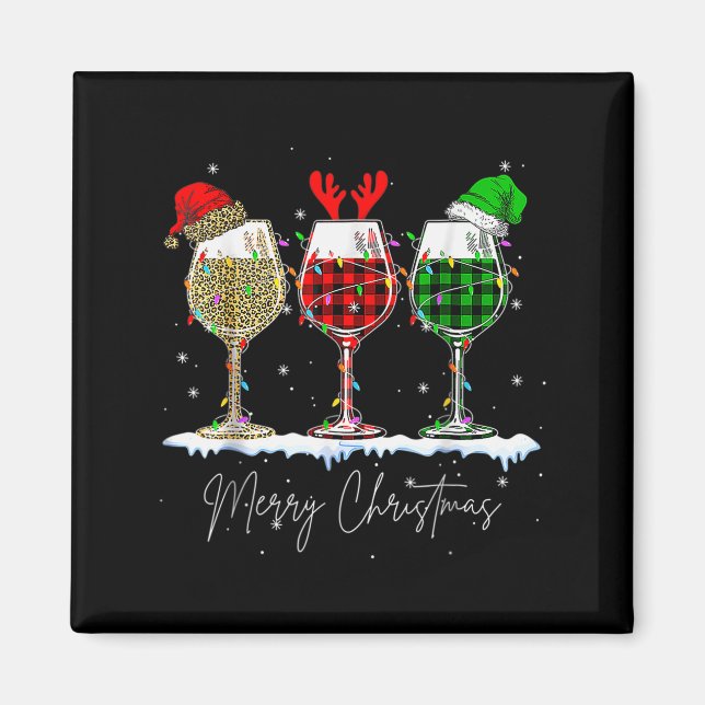 Funny Christmas Srits Gles Of Wine Xmas Holidays P Magnet (Framsidan)