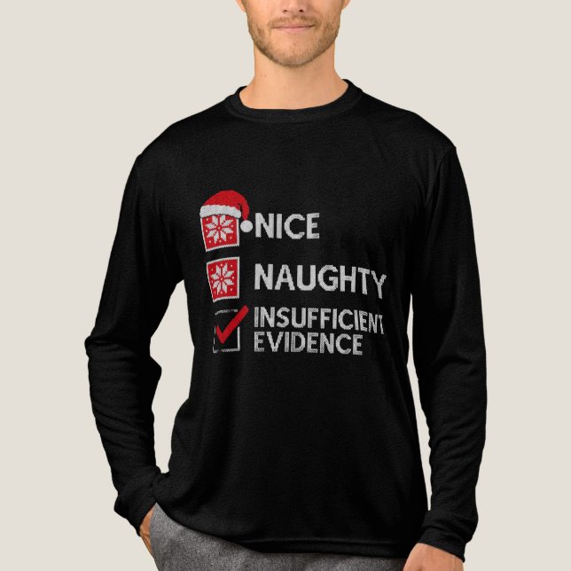 Funny Christmas Sweater – Naughty/Nice/ T Shirt (Framsida)