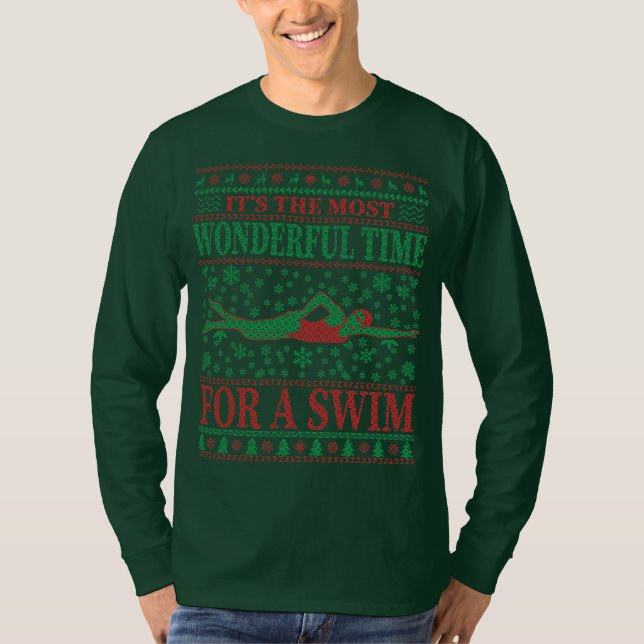 FUNNY CHRISTMAS SWIMMAS SWIMMES QUOTES UGLY SWEATE T SHIRT (Framsida)