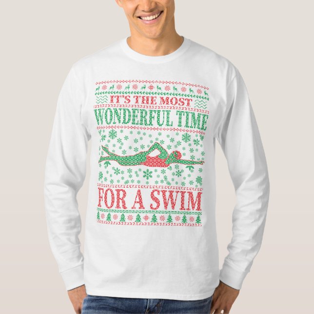FUNNY CHRISTMAS SWIMMAS SWIMMES QUOTES UGLY SWEATE T SHIRT (Framsida)