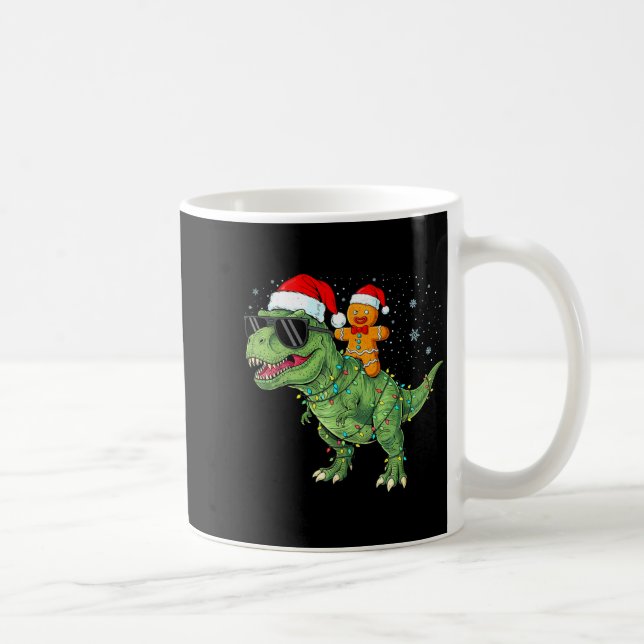 Funny Christmas T Rex Dinosaur Gingerbread Lights  Kaffemugg (Höger)