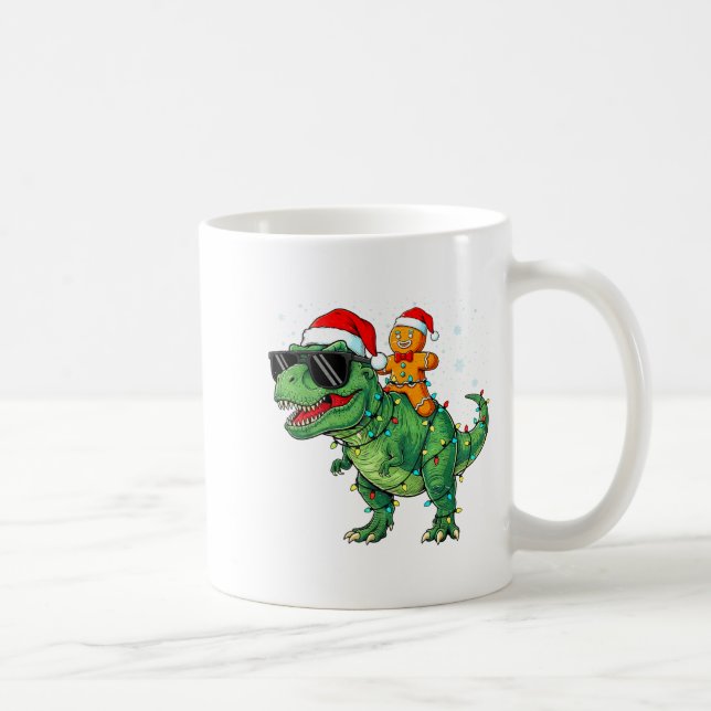 Funny Christmas T Rex Dinosaur Gingerbread Lights  Kaffemugg (Höger)