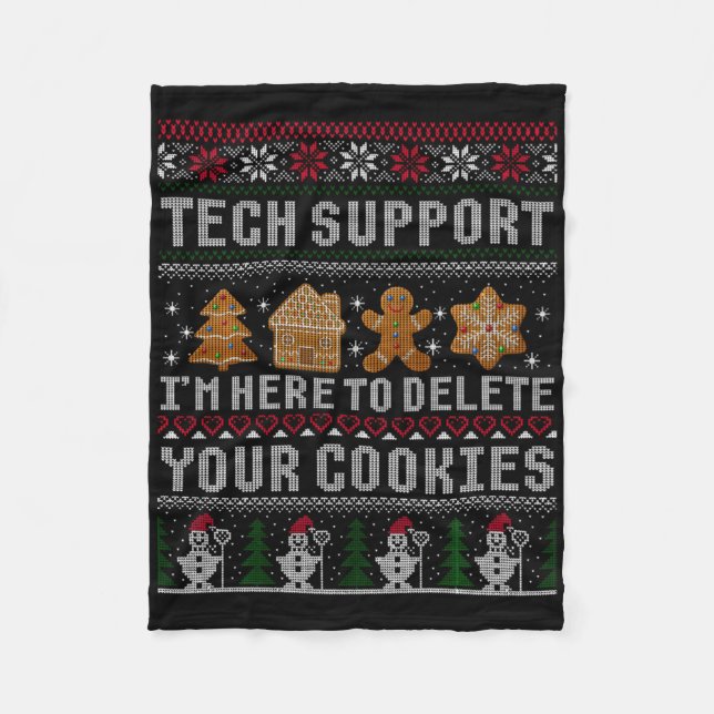 Funny Christmas Tech Suprt Computer T Shirt  Fleecefilt (Framsidan)