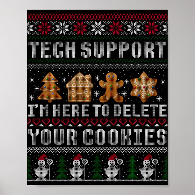 Funny Christmas Tech Suprt Computer T Shirt  Poster (Framsidan)
