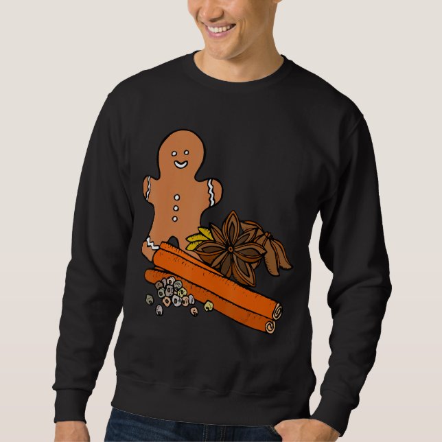 FUNNY CHRISTMAS TEE. PEPPARKAKSGUBBE, CINNAMON & F LÅNG ÄRMAD TRÖJA (Framsida)