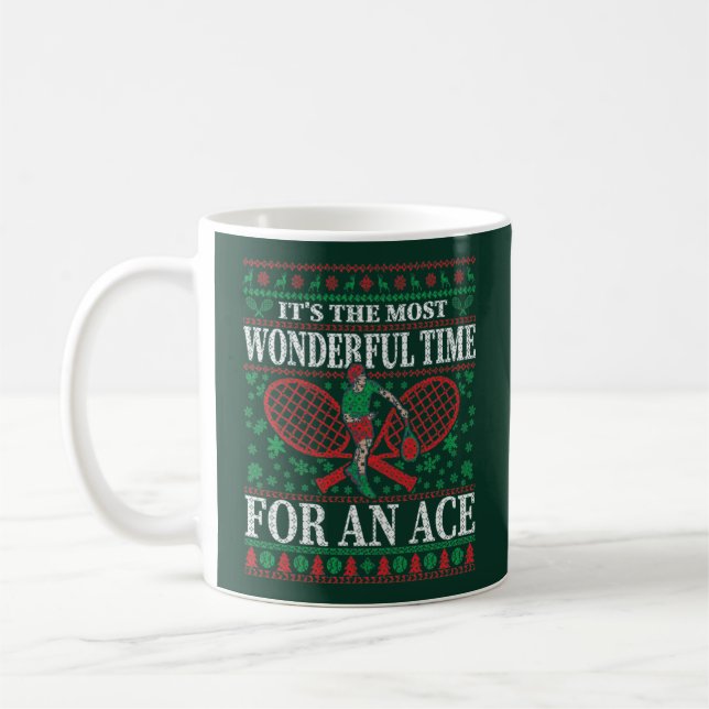 FUNNY CHRISTMAS TENNIS QUOTES UGLY SWEATER KAFFEMUGG (Vänster)