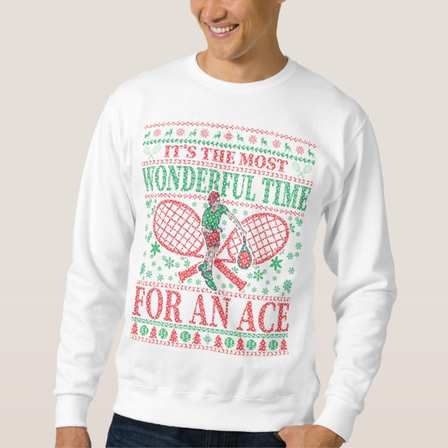 FUNNY CHRISTMAS TENNIS QUOTES UGLY SWEATER LÅNG ÄRMAD TRÖJA (Framsida)