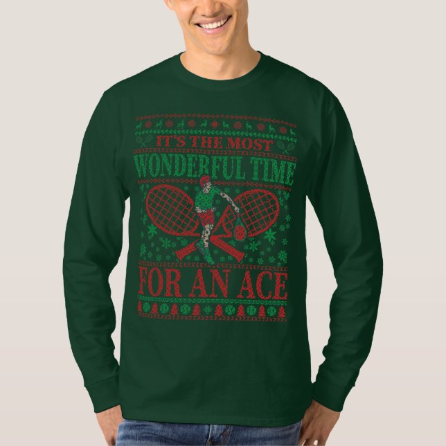 FUNNY CHRISTMAS TENNIS QUOTES UGLY SWEATER T SHIRT (Framsida)