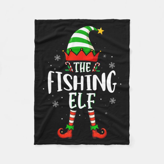 Funny Christmas The Fishing Elf Family Matching Xm Fleecefilt (Framsidan)