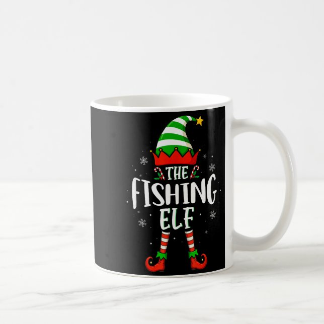 Funny Christmas The Fishing Elf Family Matching Xm Kaffemugg (Höger)