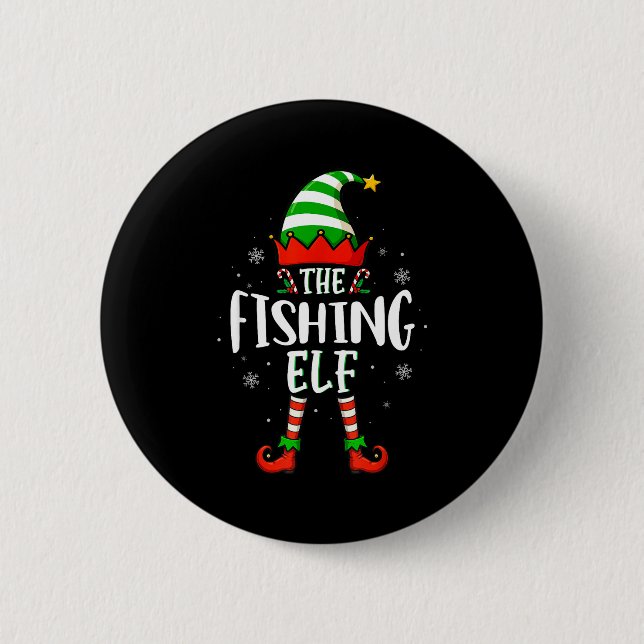 Funny Christmas The Fishing Elf Family Matching Xm Knapp (Framsida)