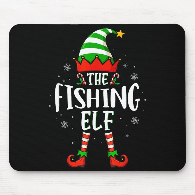 Funny Christmas The Fishing Elf Family Matching Xm Musmatta (Framsidan)