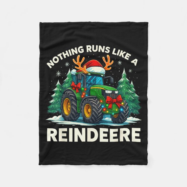 Funny Christmas Tractor Nothing Runs Like A Reinde Fleecefilt (Framsidan)