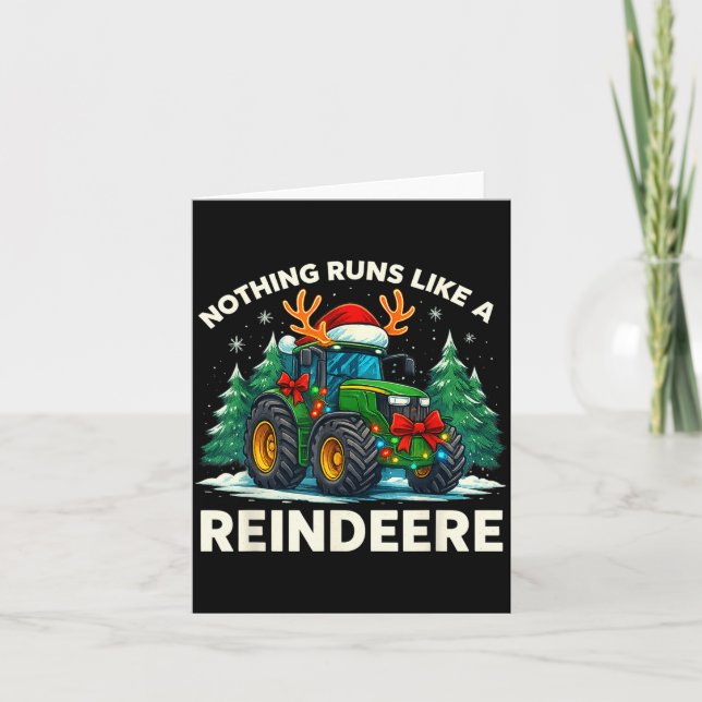 Funny Christmas Tractor Nothing Runs Like A Reinde Kort (Framsida)