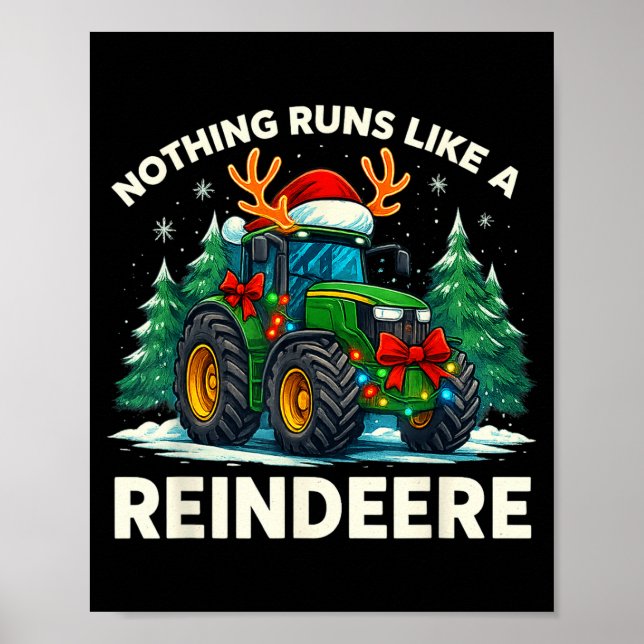 Funny Christmas Tractor Nothing Runs Like A Reinde Poster (Framsidan)