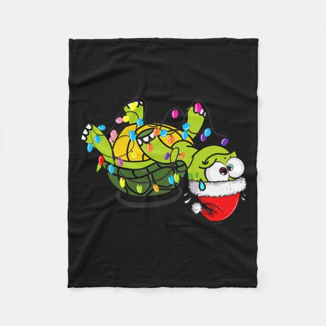 Funny Christmas Turtle It's Fine I'm Fine Everythi Fleecefilt (Framsidan)