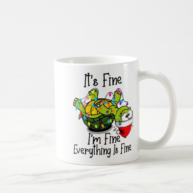 Funny Christmas Turtle It's Fine I'm Fine Everythi Kaffemugg (Höger)