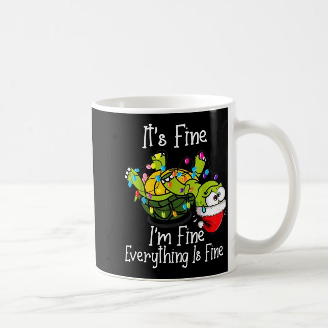 Funny Christmas Turtle It's Fine I'm Fine Everythi Kaffemugg (Höger)