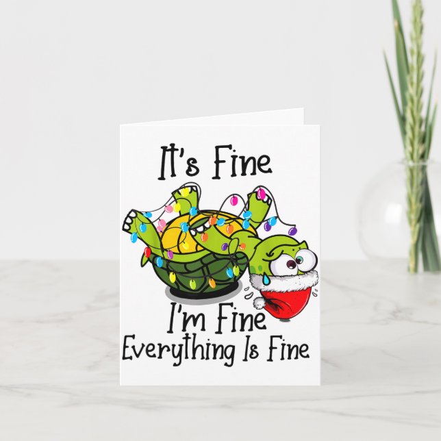 Funny Christmas Turtle It's Fine I'm Fine Everythi Kort (Framsida)