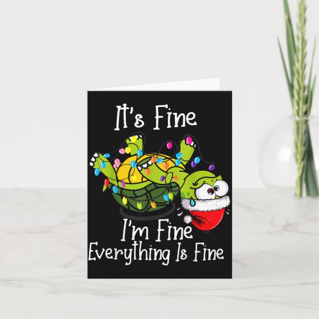Funny Christmas Turtle It's Fine I'm Fine Everythi Kort (Framsida)