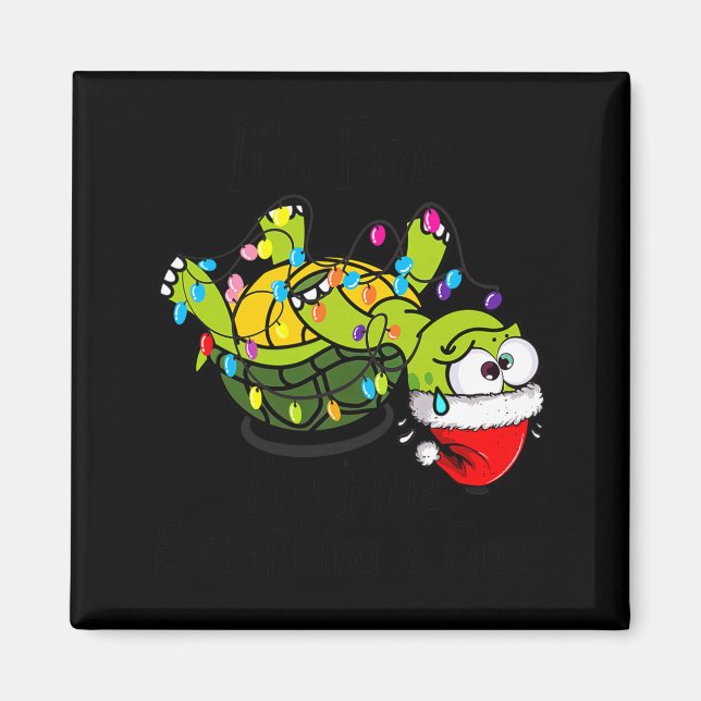 Funny Christmas Turtle It's Fine I'm Fine Everythi Magnet (Framsidan)