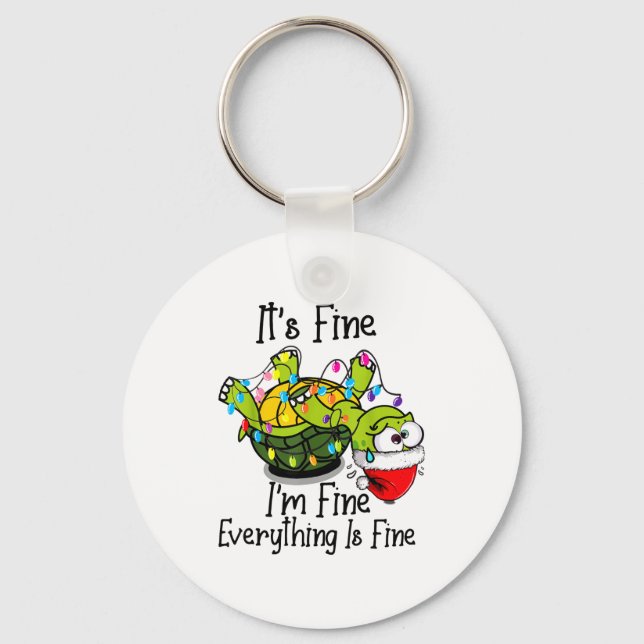 Funny Christmas Turtle It's Fine I'm Fine Everythi Nyckelring (Framsida)