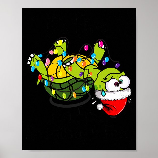 Funny Christmas Turtle It's Fine I'm Fine Everythi Poster (Framsidan)