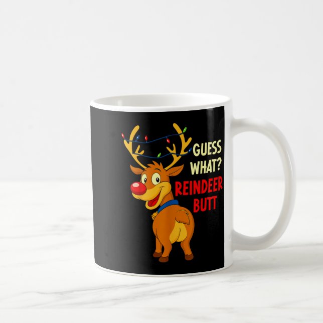 Funny Christmas Ugly Sweater Guess What_ Reindeer  Kaffemugg (Höger)