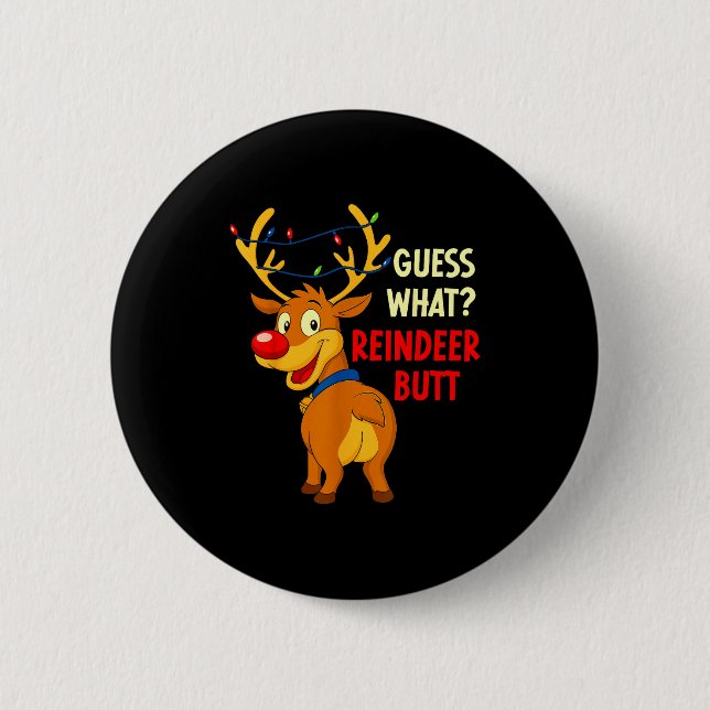Funny Christmas Ugly Sweater Guess What_ Reindeer  Knapp (Framsida)