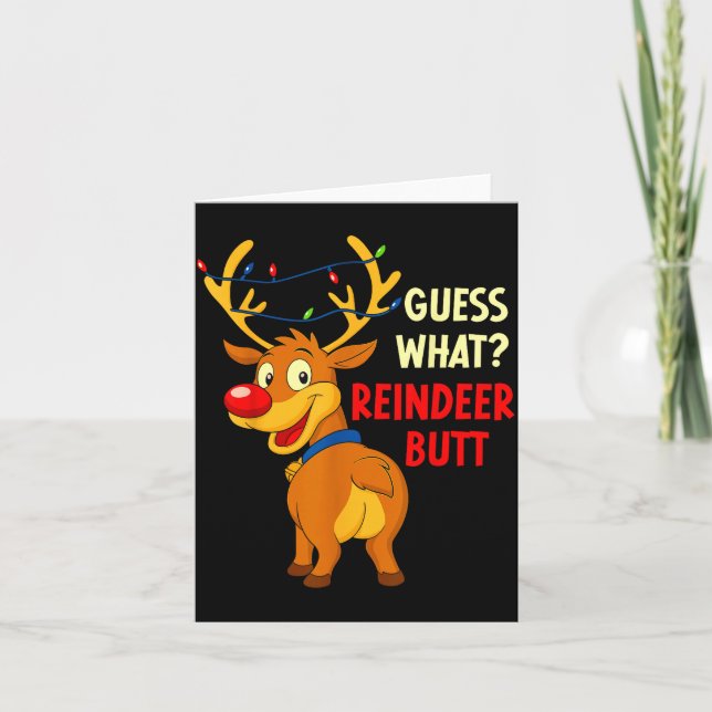 Funny Christmas Ugly Sweater Guess What_ Reindeer  Kort (Framsida)