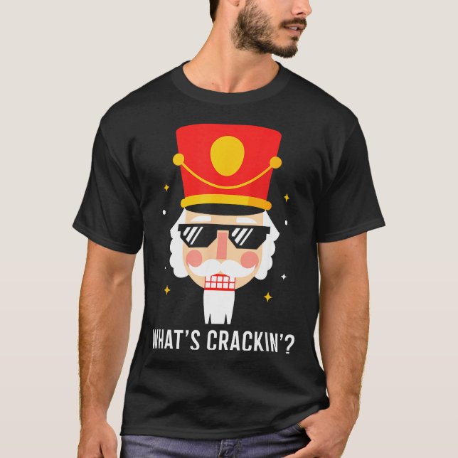 Funny Christmas Whats Crackin Nutcracker Men Kids  T Shirt (Framsida)