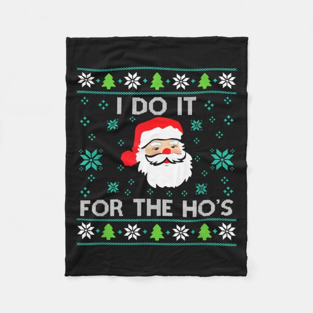 Funny Christmas Xmas Inappropriate Santa I Do It F Fleecefilt (Framsidan)