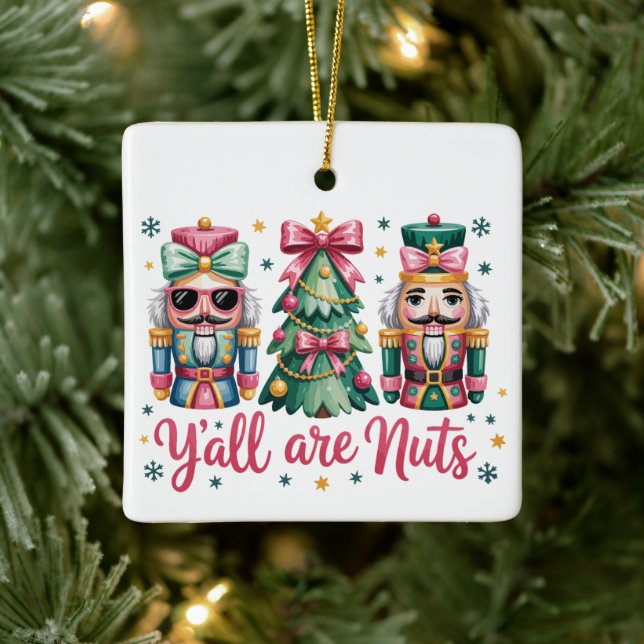 Funny Christmas Y'all are Nuts Ornaments Julgransprydnad Keramik (Träd)