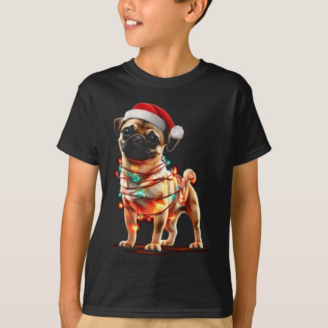 Funny Chug Christmas Graphics Dog Lights Lover  T Shirt (Framsida)
