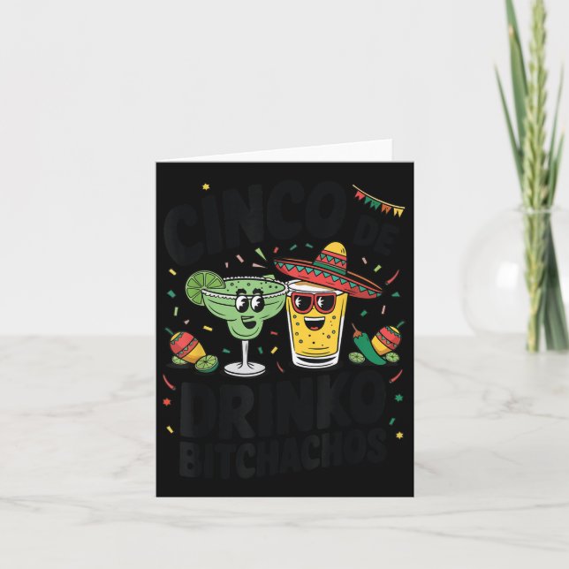 Funny Cinco De Drinko Achos Margirita Tequila Wome Kort (Framsida)