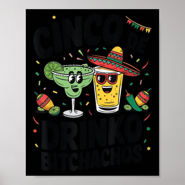 Funny Cinco De Drinko Achos Margirita Tequila Wome Poster (Framsidan)